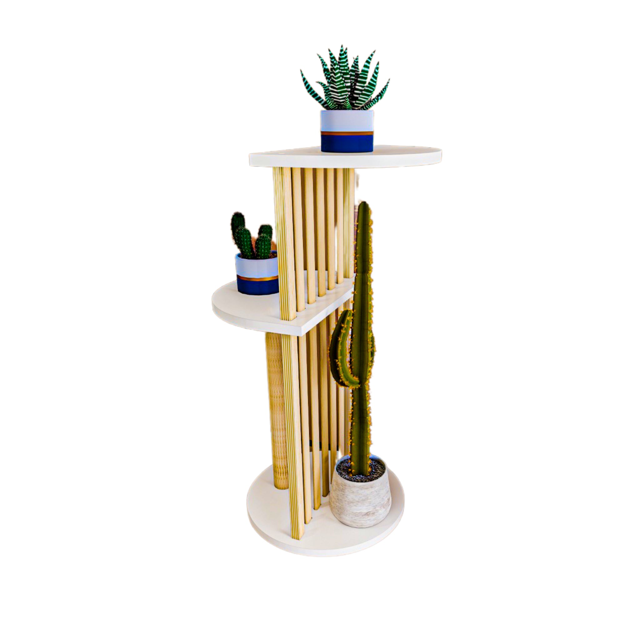 Böhmischer Pflanzenständer mit mehreren Ebenen | 75 cm Höhe, verspieltes Regaldesign, MDF- und Buchenholzlatten