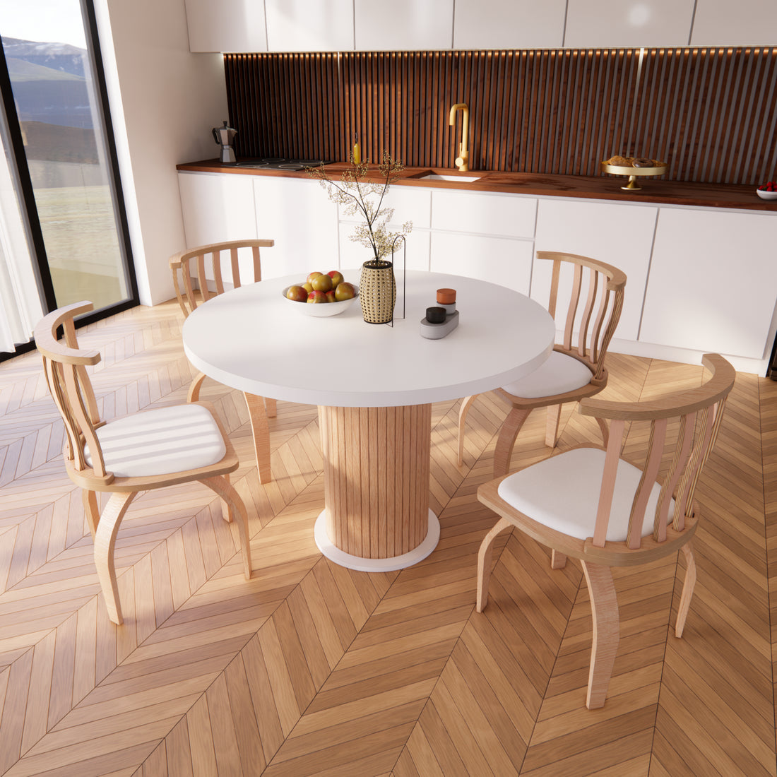 Weltwood Bohemian Round Dining Table | 4-Person, 36mm MDF Top & Beech Wood
